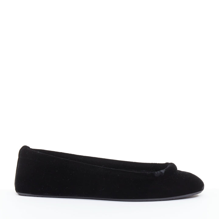 ALAIA black velvet padded 3D outline low vamp ballerina flats EU38