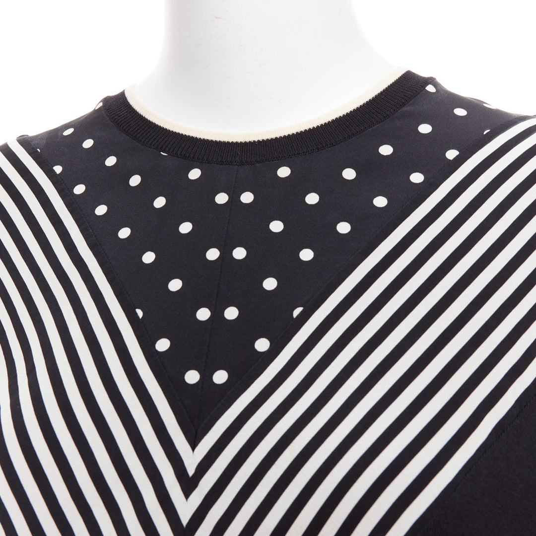 STELLA MCCARTNEY 2016 black white virgin wool silk trim long sleeve sweater