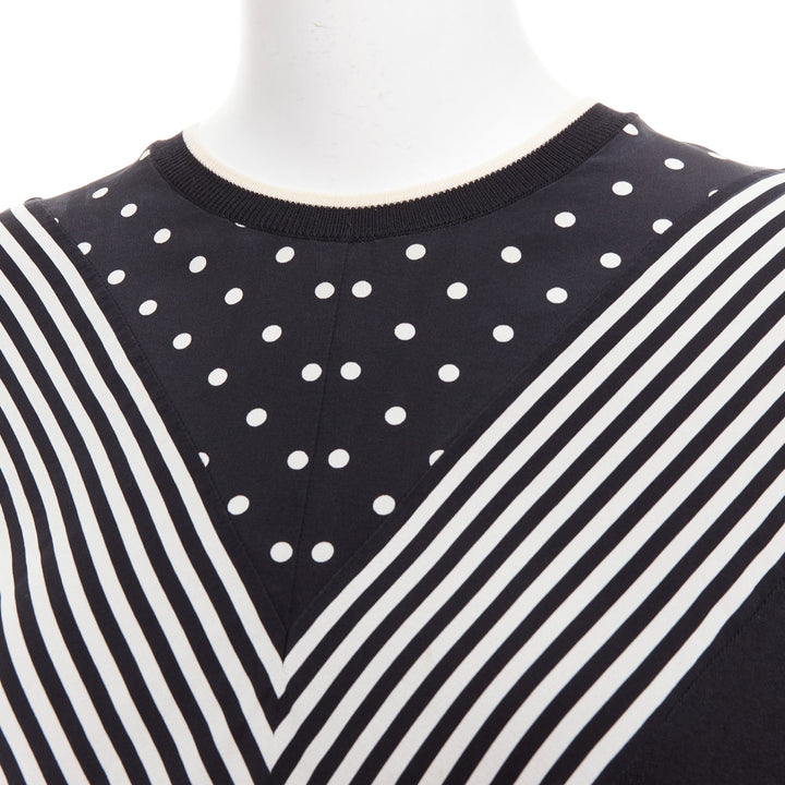 STELLA MCCARTNEY 2016 black white virgin wool silk trim long sleeve sweater