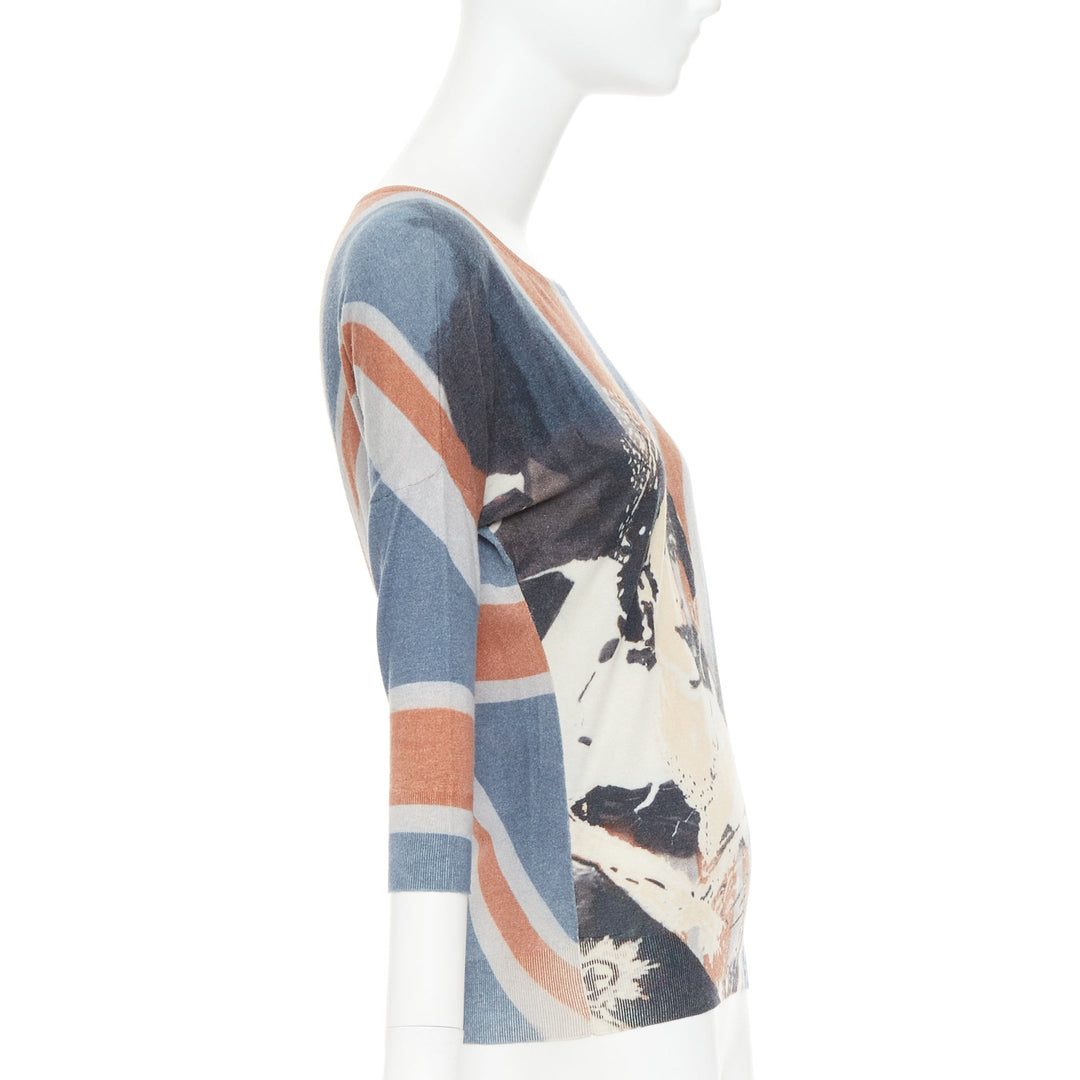 ALEXANDER MCQUEEN 2008 Queen Elizabeth Portrait Union Jack cashmere sweater S