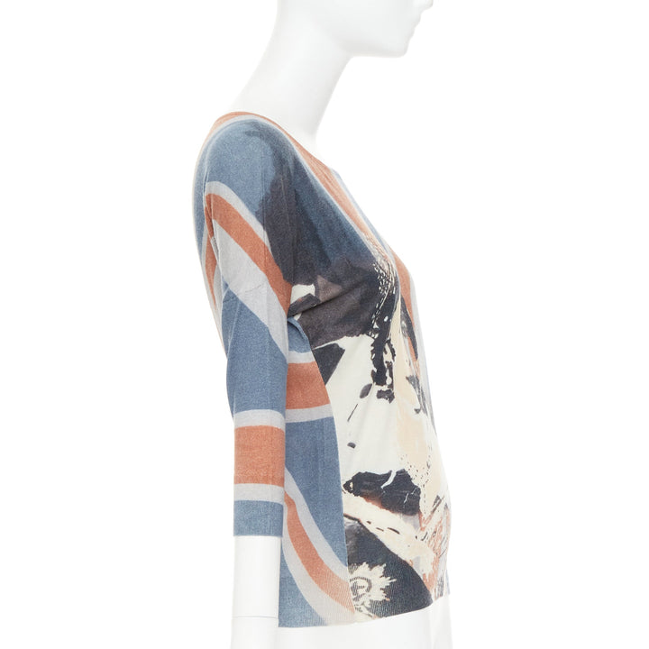 ALEXANDER MCQUEEN 2008 Queen Elizabeth Portrait Union Jack cashmere sweater S
