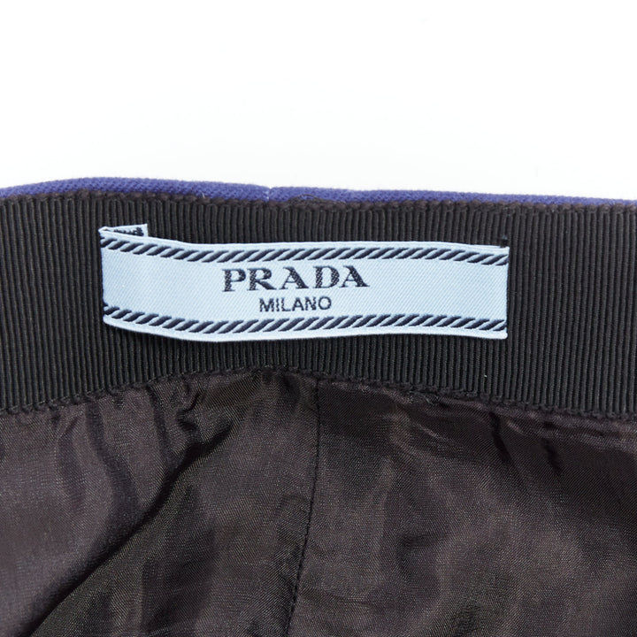 PRADA blue black striped back slit waist darts pencil skirt IT38 S