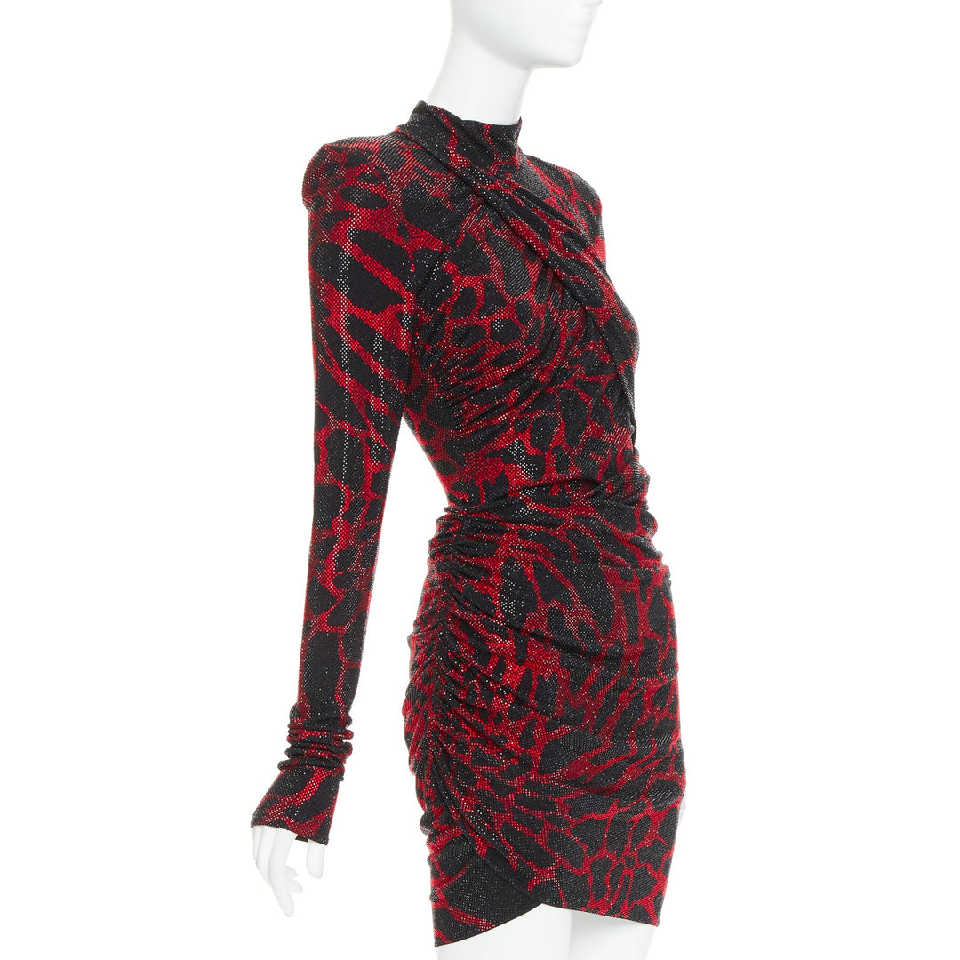 ALEXANDRE VAUTHIER red black Giraffe crystal strass encrusted jersey mini dress