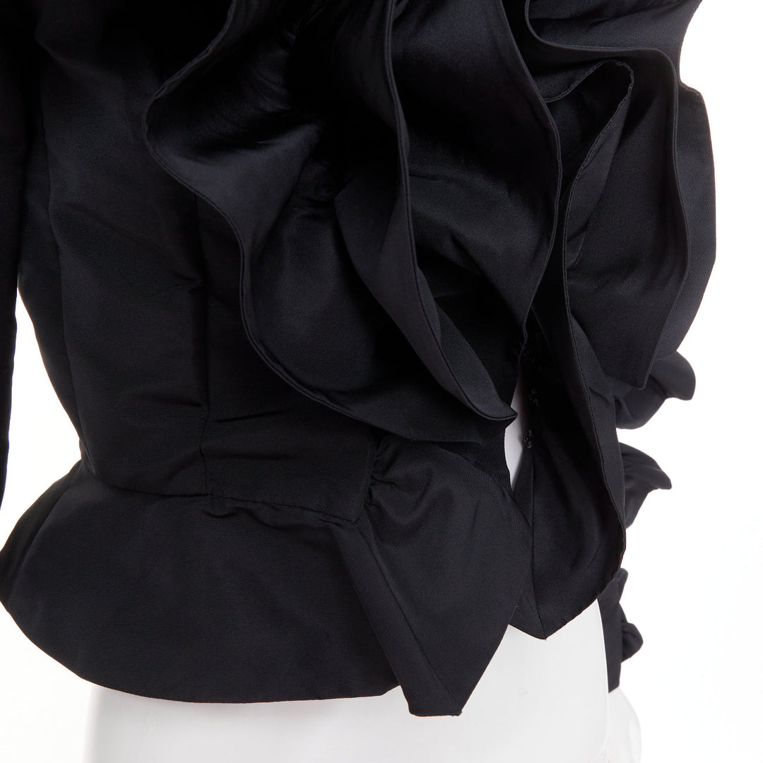 ALEXANDRE VAUTHIER COUTURE black sculptural ruffles peplum cropped blazer jacket