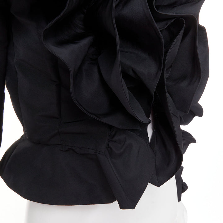 ALEXANDRE VAUTHIER COUTURE black sculptural ruffles peplum cropped blazer jacket