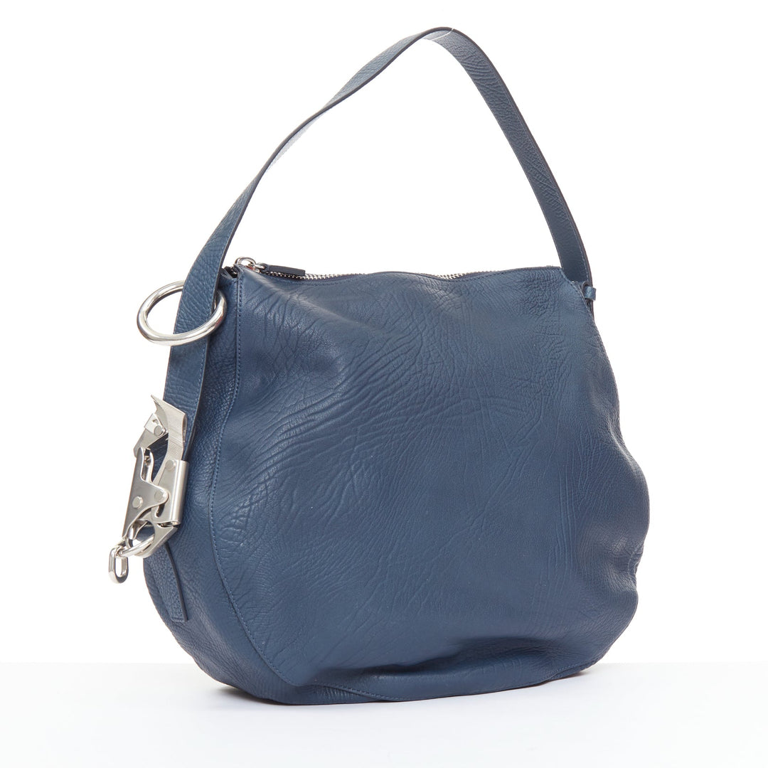 BURBERRY 2023 Knight Medium navy blue calfskin mechanical hardware shoulder bag