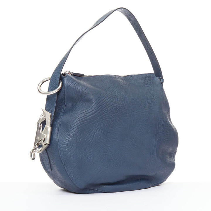 BURBERRY 2023 Knight Medium navy blue calfskin mechanical hardware shoulder bag