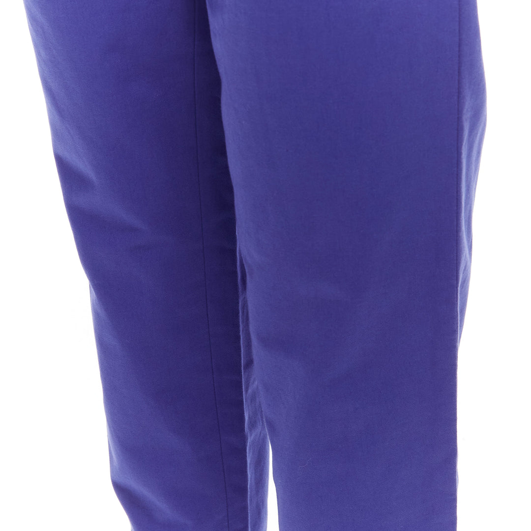 MARNI cobalt blue cotton linen minimalistic drawstring cropped pants