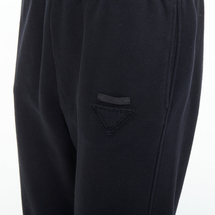 PRADA 2021 black Re0Nylon pocket tonal triangle logo cotton jogger sweatpants M