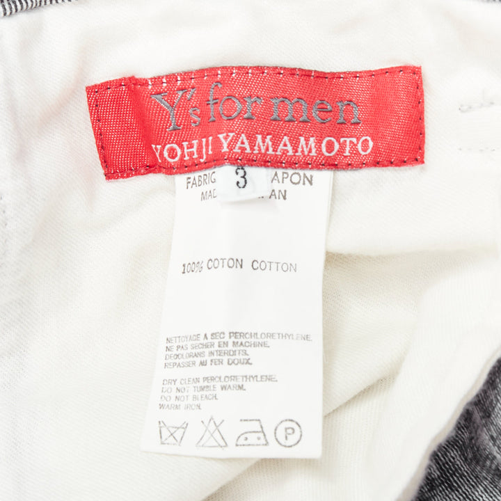 YOHJI YAMAMOTO Y's navy grey cotton white drawstring wide pants JP3 L