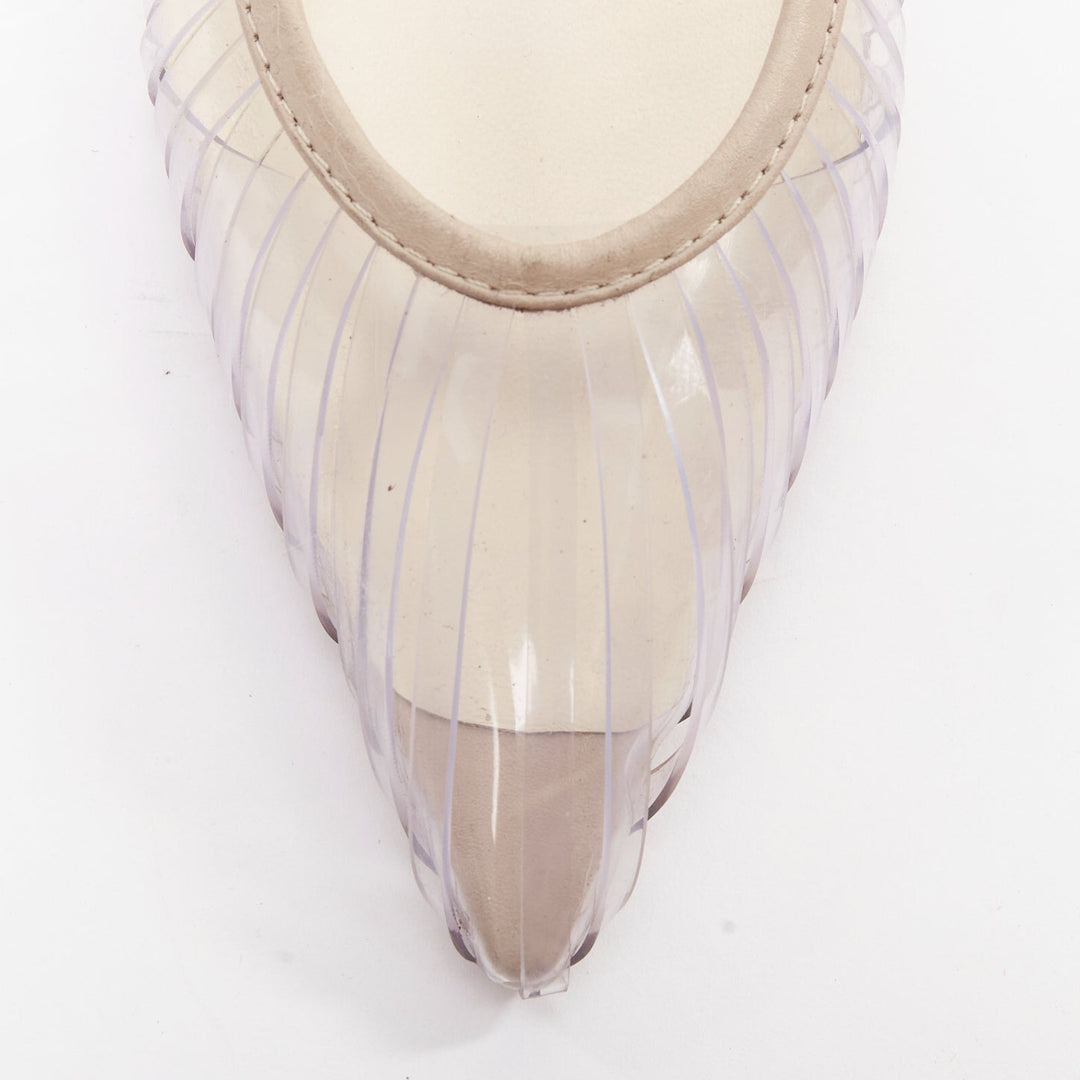CULT GAIA Alia clear PVC bauble heel vinyl nude leather trim mules EU35