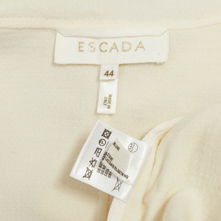 ESCADA cream wool blend double breasted belted flared bell sleeve coat FR44 XL