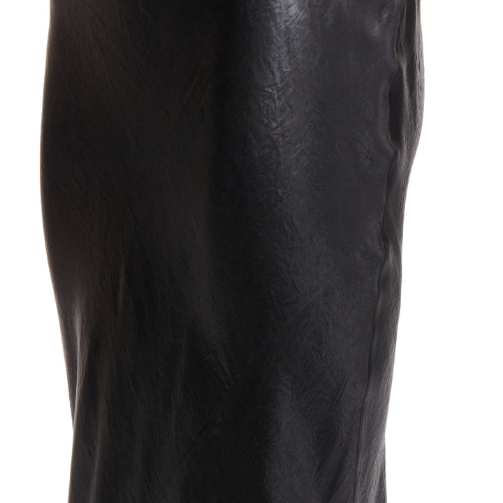 SAINT LAURENT 2023 Runway black iridescent satin plunge cowl back dress FR42 XL
