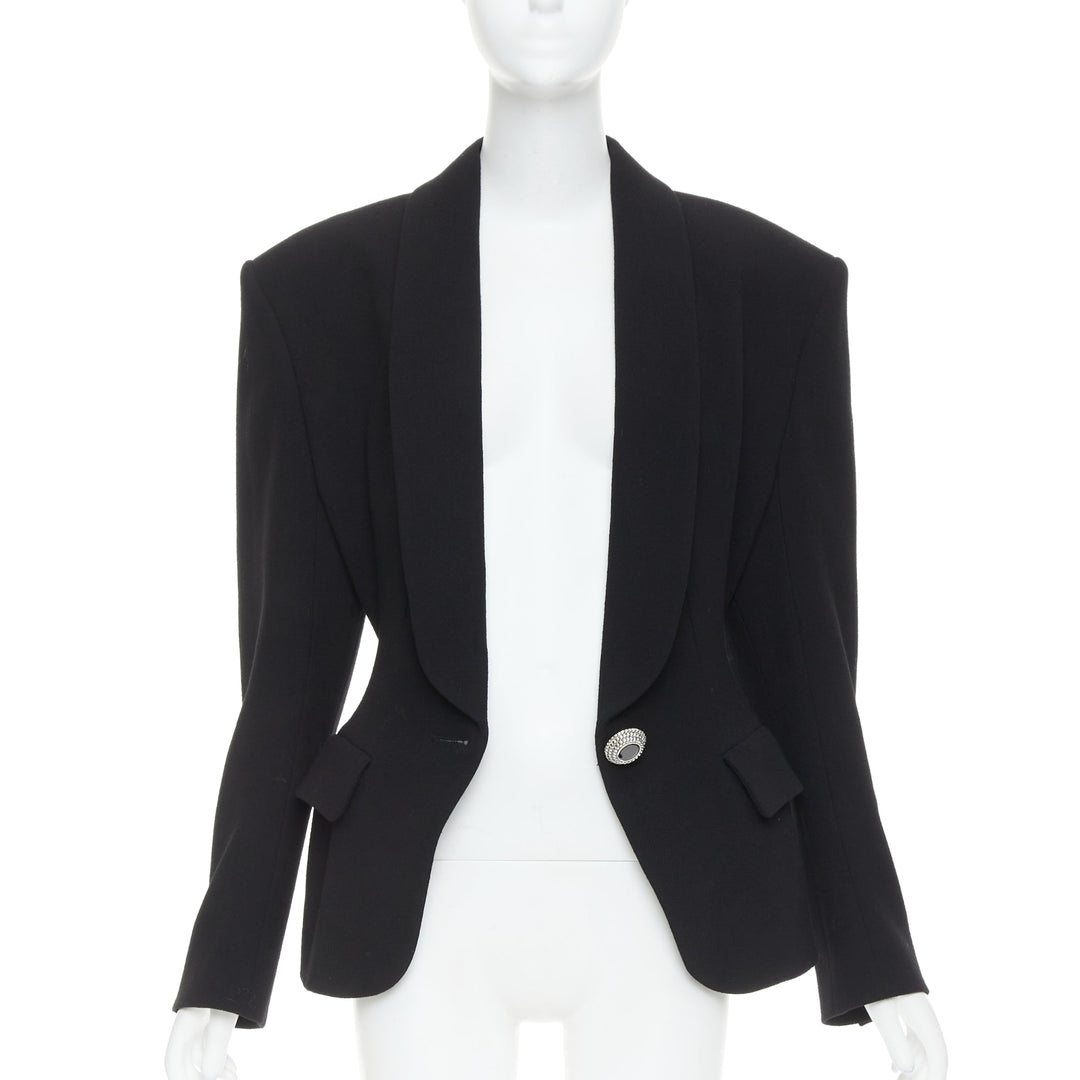 ALEXANDRE VAUTHIER COUTURE 2022 Runway black enamel buttons wasp waist blazer