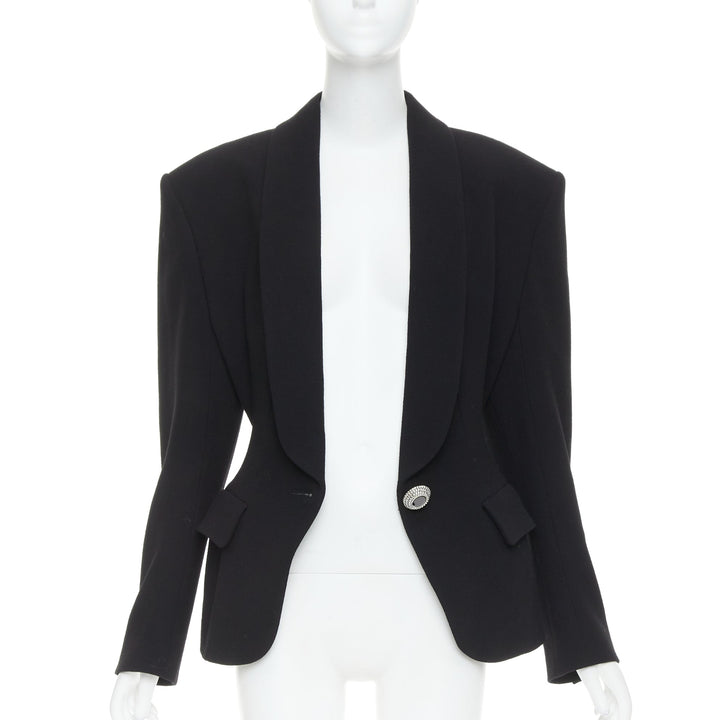 ALEXANDRE VAUTHIER COUTURE 2022 Runway black enamel buttons wasp waist blazer