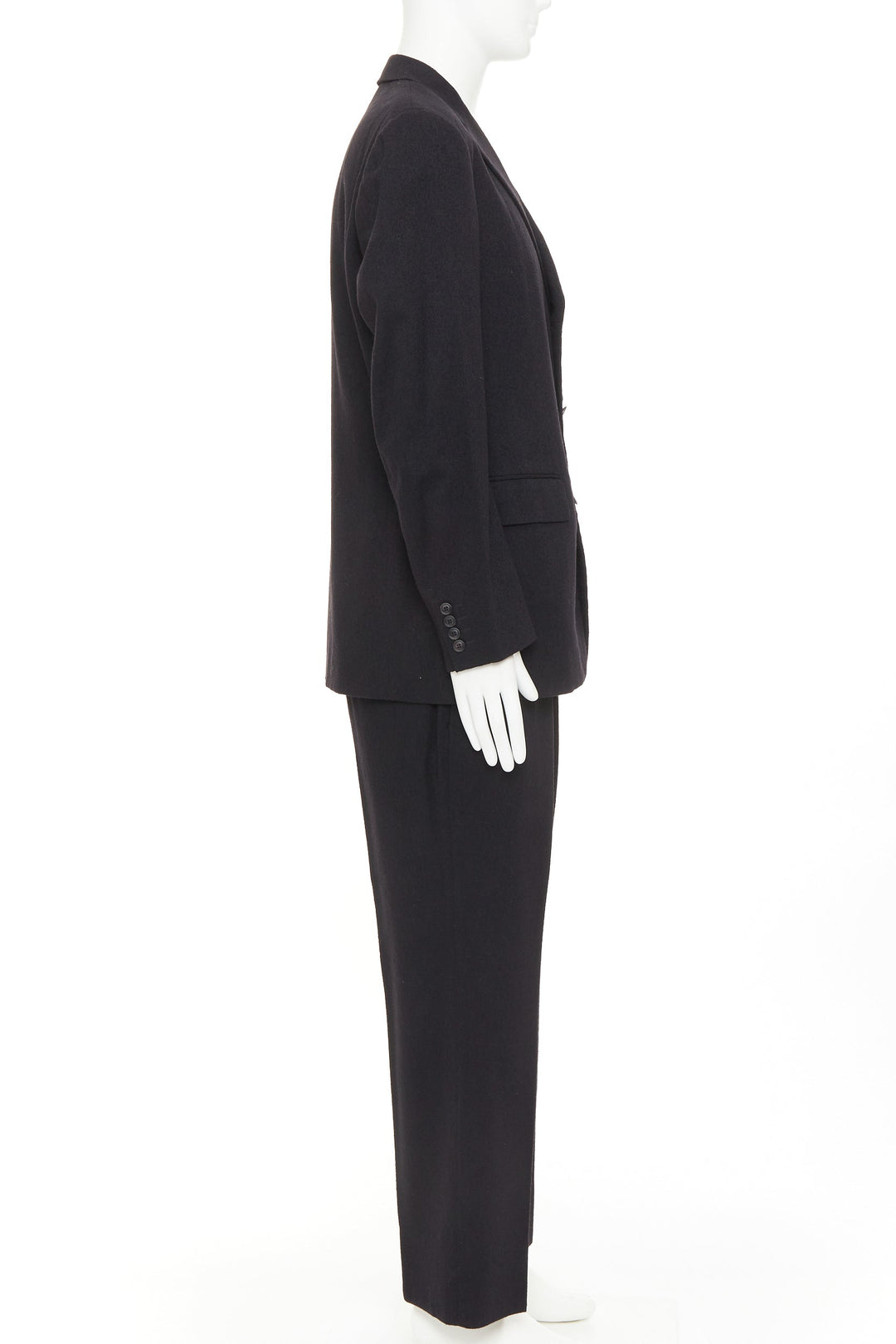 ISSEY MIYAKE black wool blend single breasted flap pocket blazer suit JP4 XL