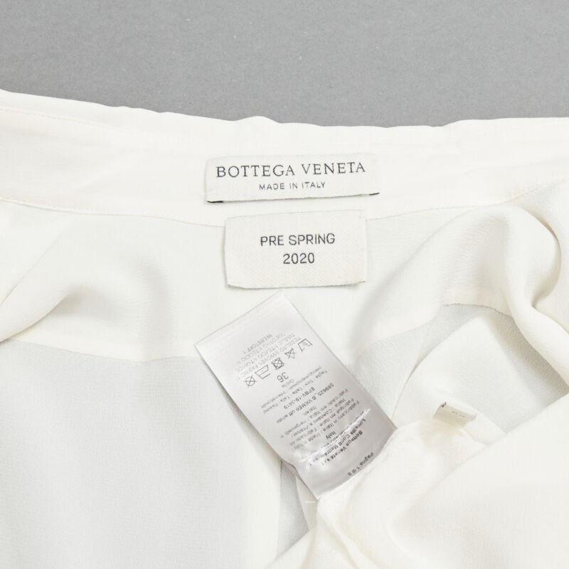 BOTTEGA VENETA 2020 100% silk quilte padded bib collar long line shirt IT38 XS