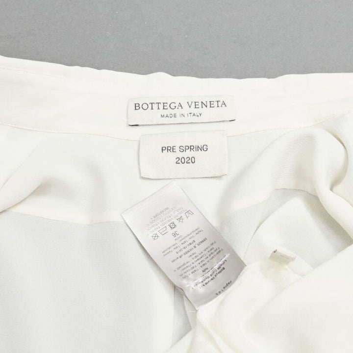 BOTTEGA VENETA 2020 100% silk quilte padded bib collar long line shirt IT38 XS