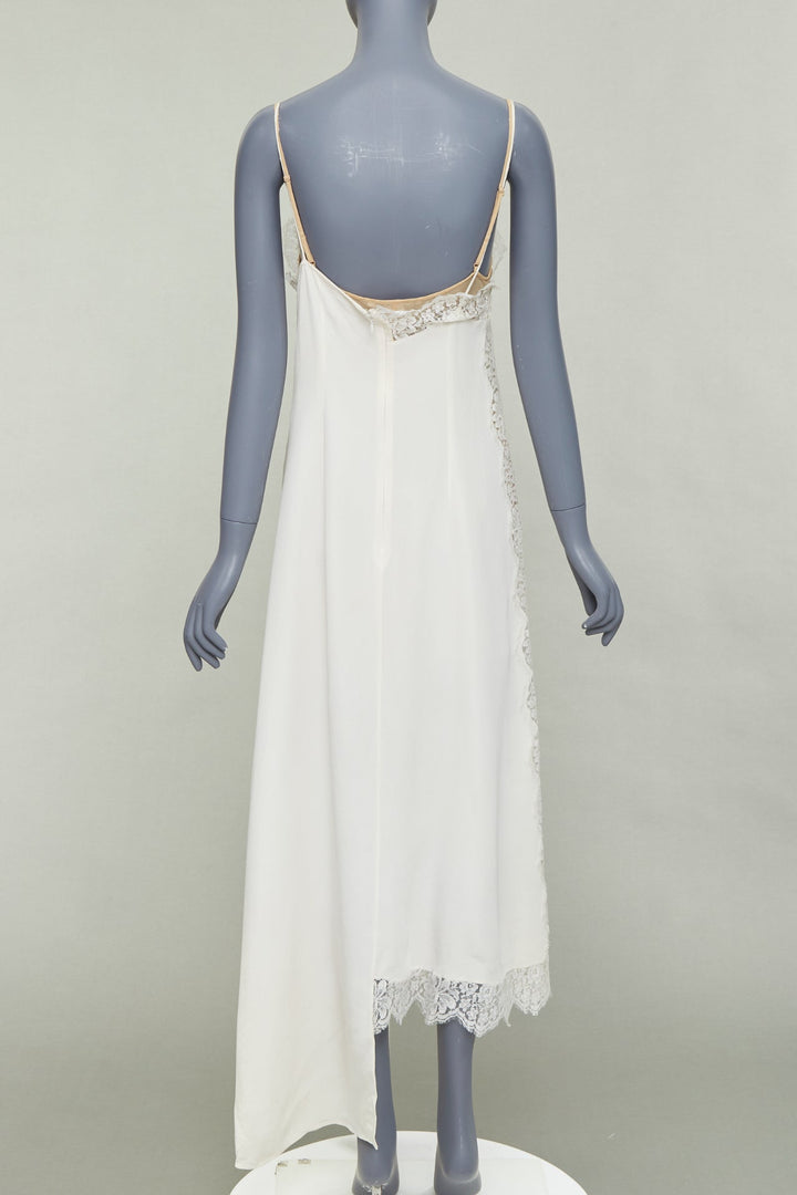 STELLA MCCARTNEY 2018 ivory silk cotton blend lace trim layered gown IT36 XXS