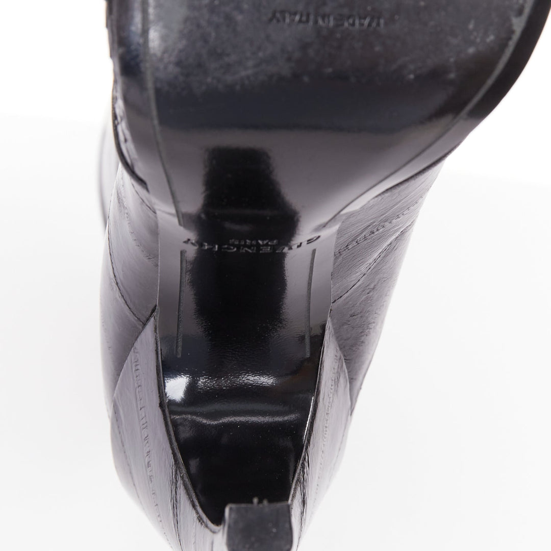 GIVENCHY 2009 multi textured curved horn heel black scaled ankle boots EU40