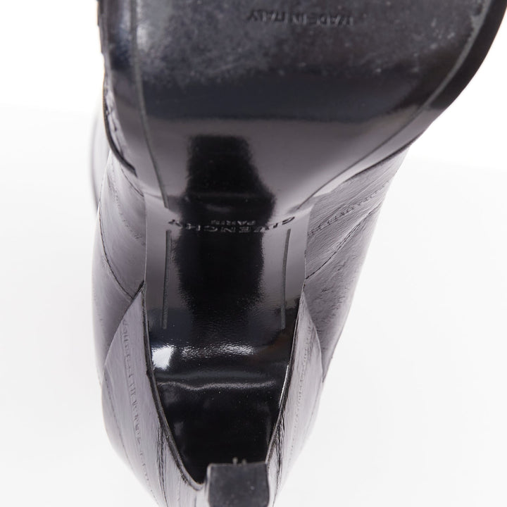 GIVENCHY 2009 multi textured curved horn heel black scaled ankle boots EU40
