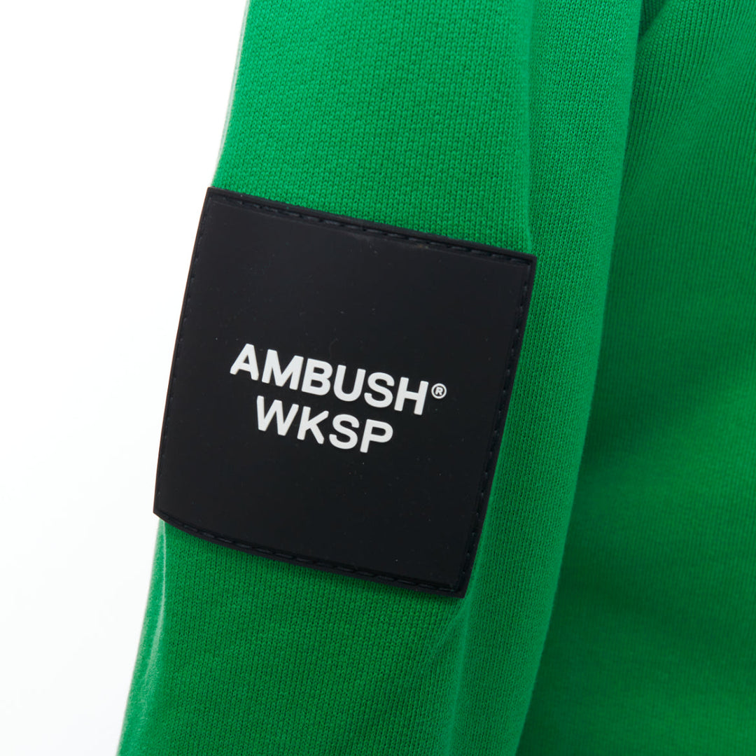 AMBUSH WKSP Kimono Sweatshirt green cotton black rubber logo sleeve tie jacket S