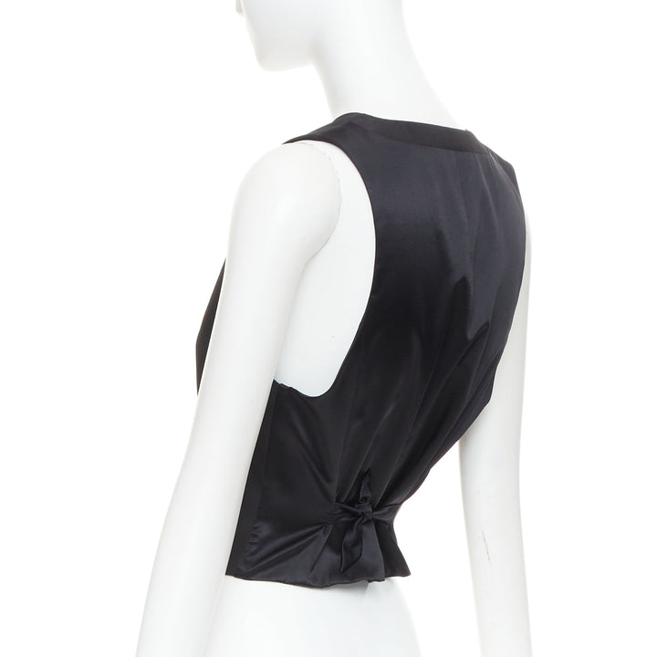 ALEXANDRE VAUTHIER COUTURE Runway black gold buttons plunge neck waistcoat vest