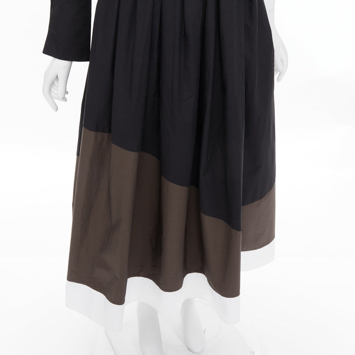 FENDI Wave one shoulder colorblock asymmetric striped pleated dress IT40 S