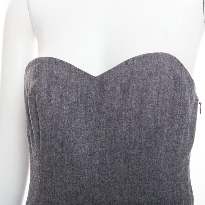 MARC MARC JACOBS 2008 Revolution grey wool green pleated strapless dress US2 S