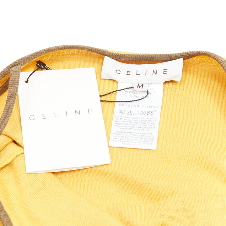 CELINE Vintage Y2K yellow Triomphe logo studded cami tank top M