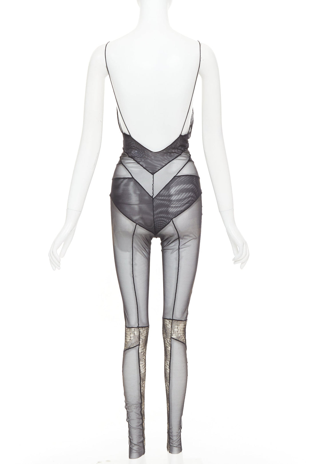 rare ALEXANDRE VAUTHIER COUTURE SS2014 Runway black lace panelled sheer catsuit