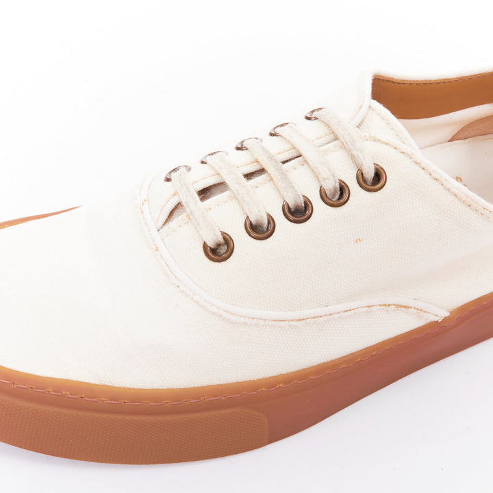 SAINT LAURENT Venice cream gum lace up low skate sneakers EU40