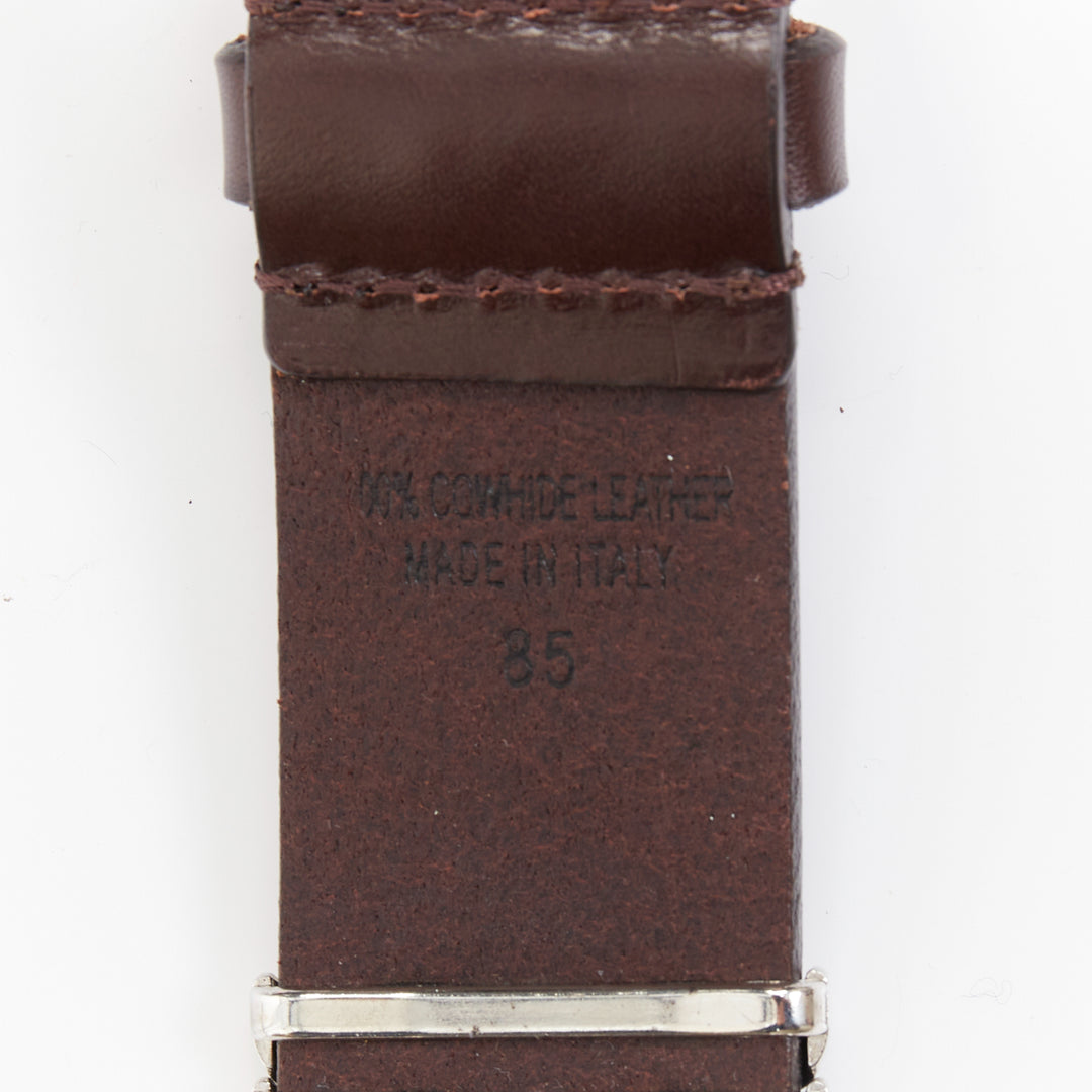 ISABEL MARANT 2021 Tehora dark brown calfskin leather silver chevron belt 85cm