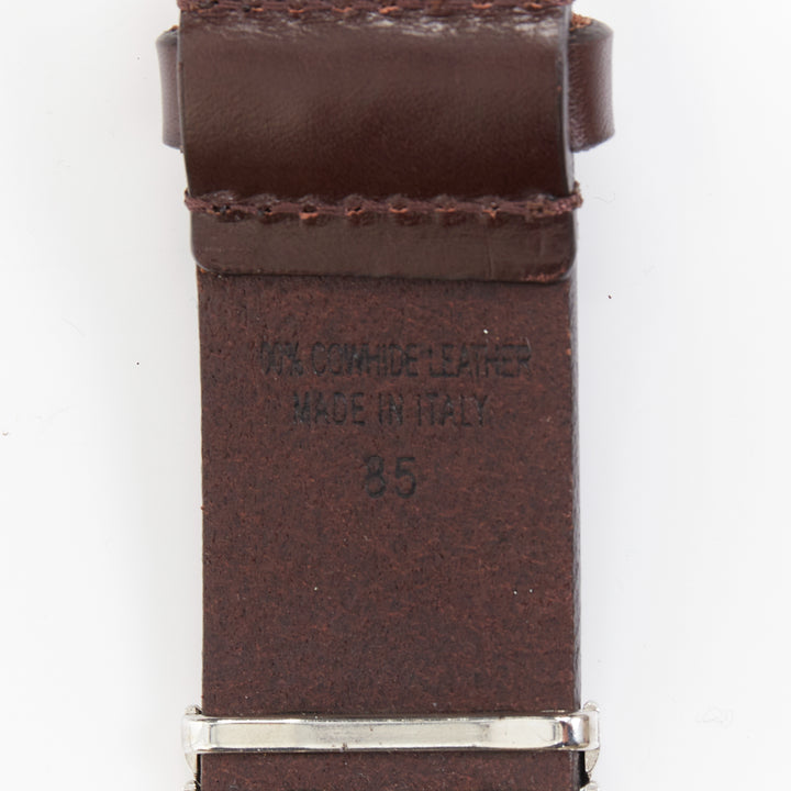 ISABEL MARANT 2021 Tehora dark brown calfskin leather silver chevron belt 85cm