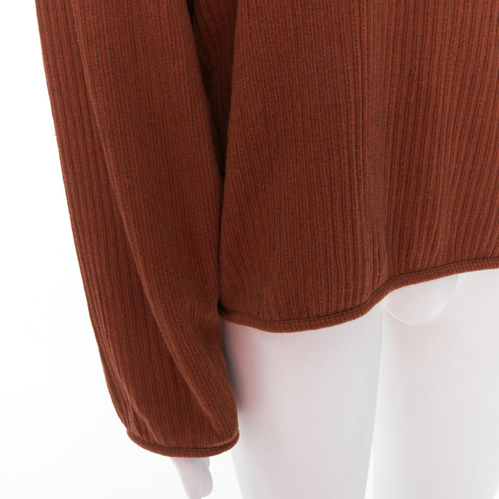 ISSEY MIYAKE MEN brown cotton blend ribbed long sleeve sweater M