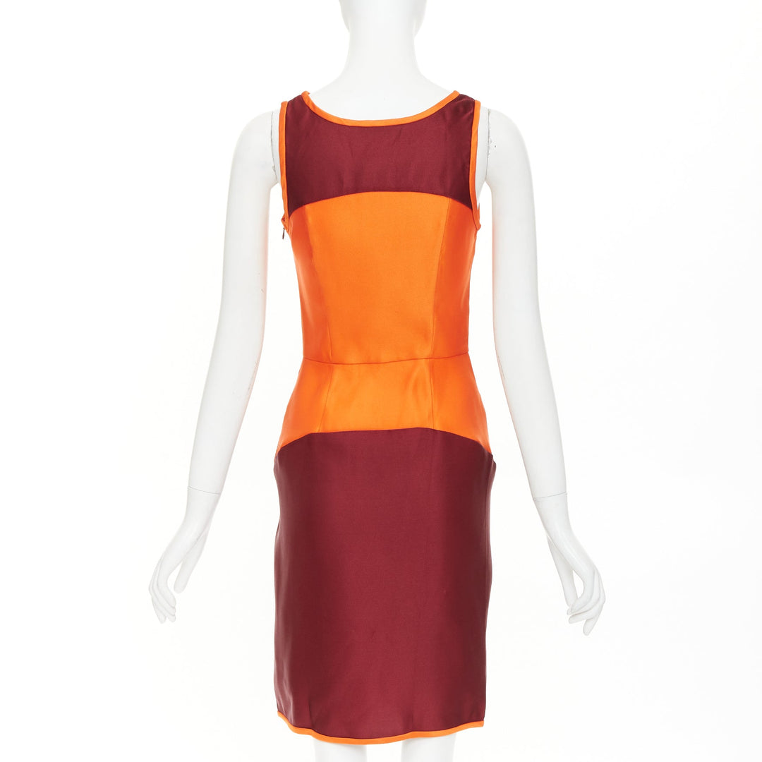 rare MIU MIU 2008 Runway Vintage Sportif geometric silk satin dress IT38 XS