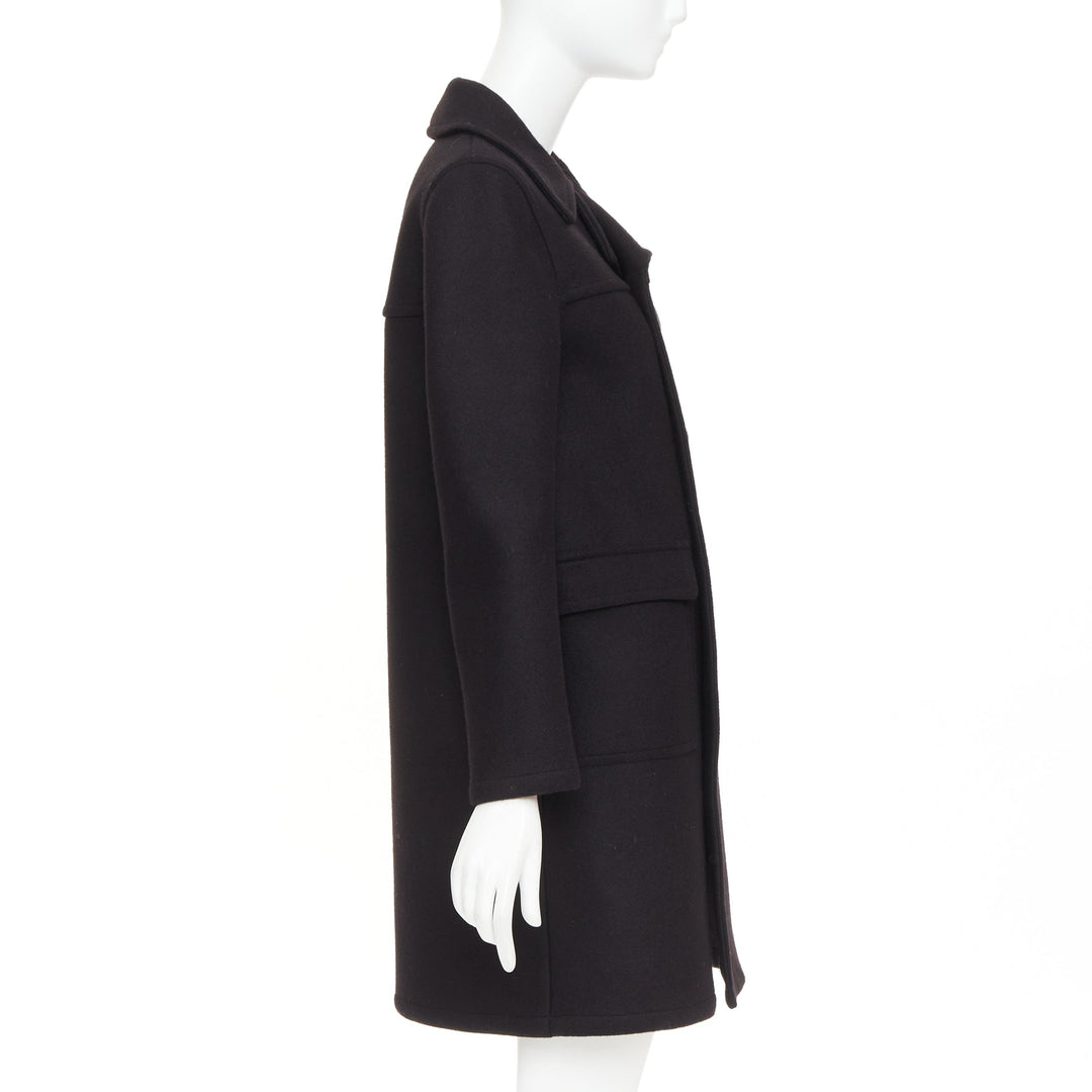 SAINT LAURENT 2014 Caban black wool felt double breasted panelled pea coat FR34