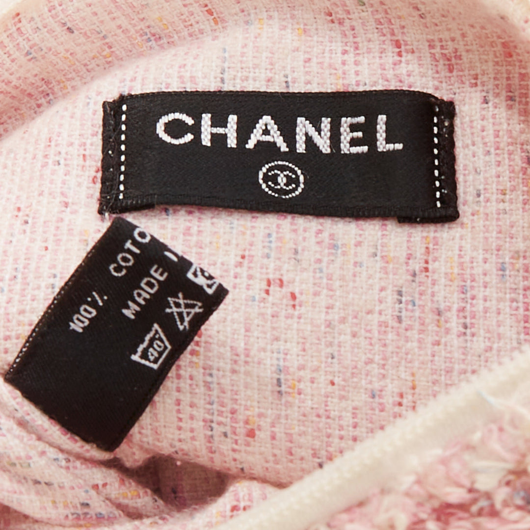 CHANEL Cruise Line pink cotton towelling CC big beach tote bag