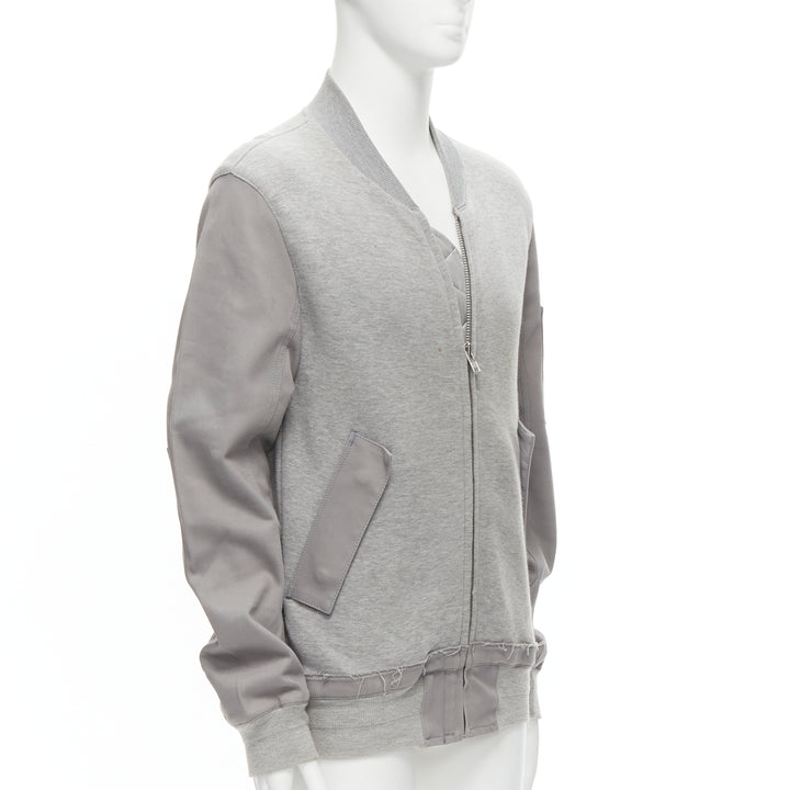 SACAI grey jersey contrast sleeves casual bomber jacket JP2 M