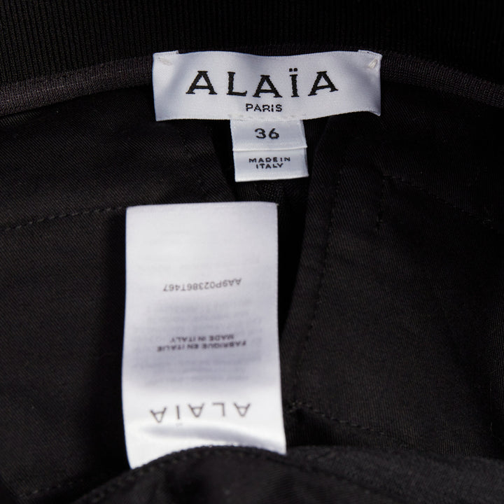 ALAIA 2024 black grey mohair wool wide waistband cropped pants FR38 M