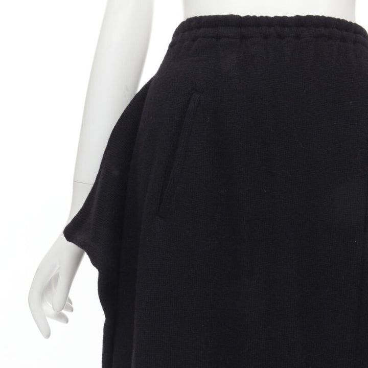 COMME DES GARCONS 1980's Vintage black wool trapeze layered sweater skirt set M