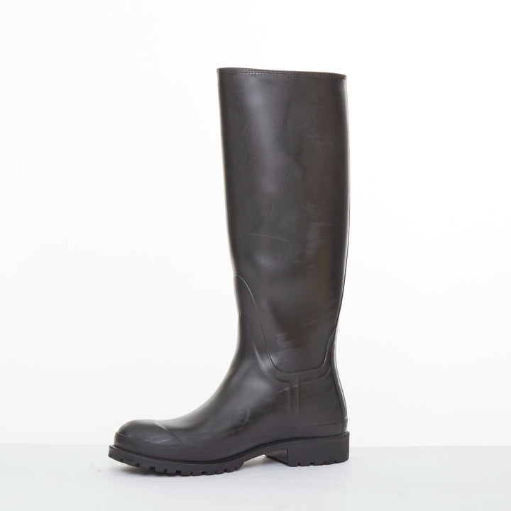 SAINT LAURENT 2016 Runway Festival matte black rubber buckle rain boots EU39
