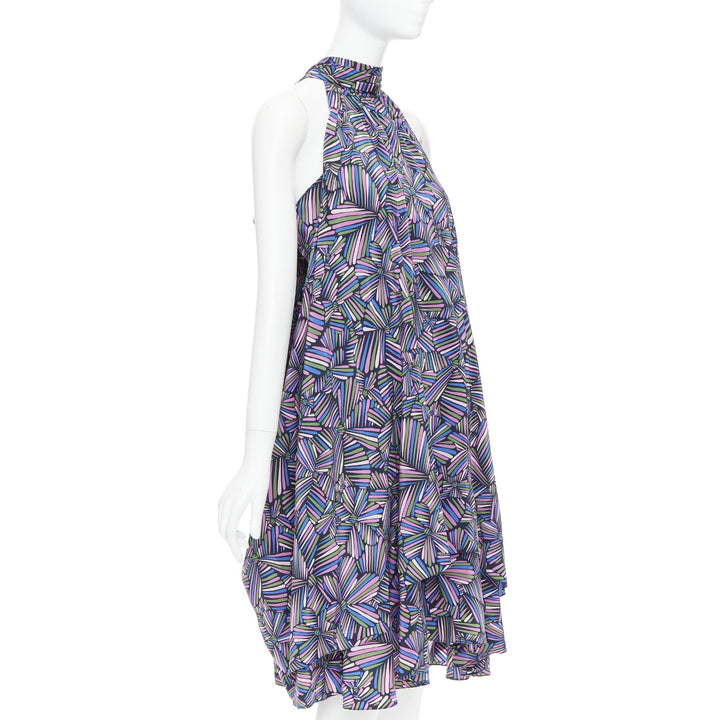 MARC BY MARC JACOBS purple 100% silk geometric print dress US2 S