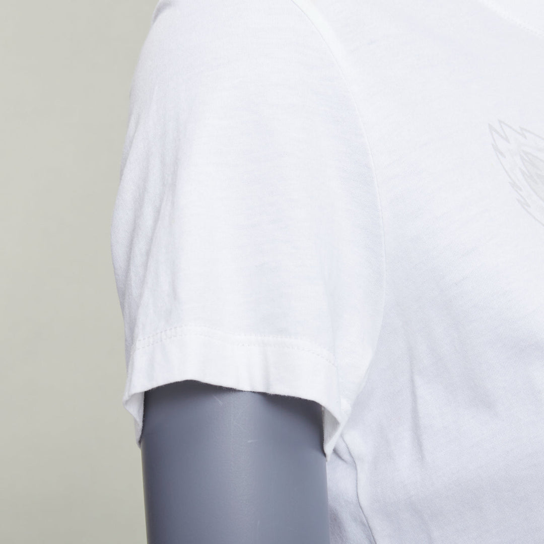 KENZO Jungle white cotton grey tiger felt print fitted crew tshirt S