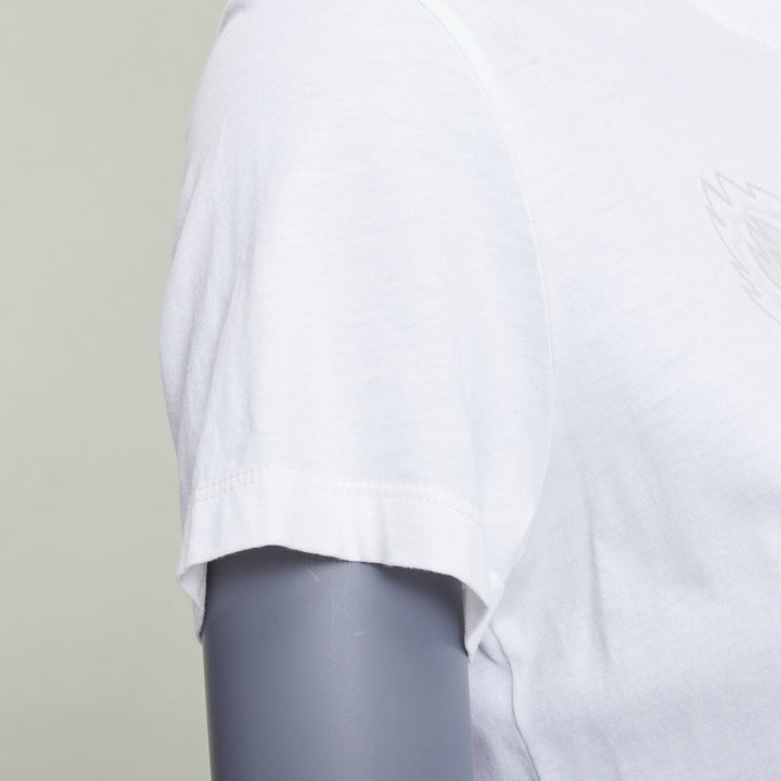 KENZO Jungle white cotton grey tiger felt print fitted crew tshirt S
