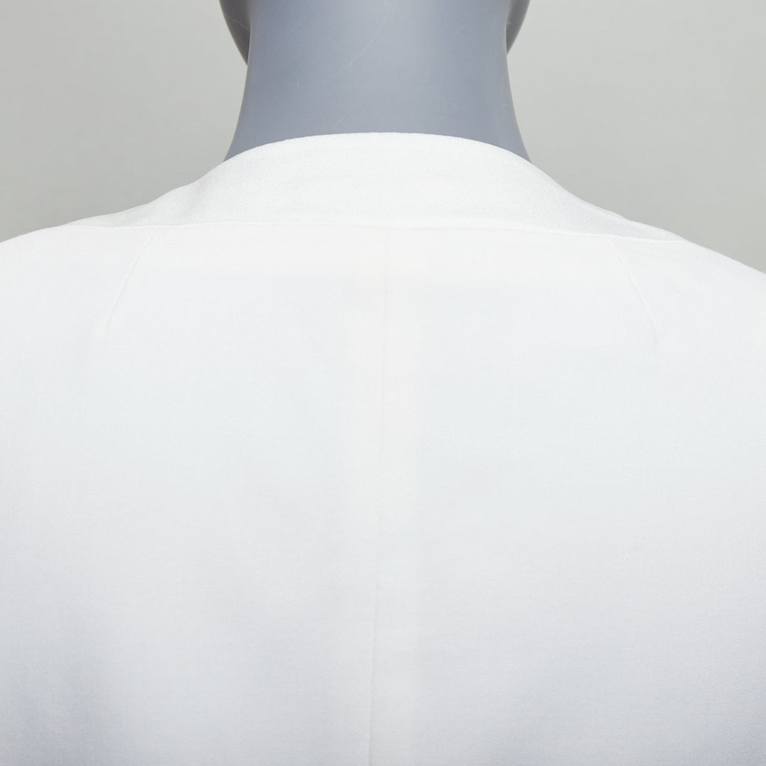THEORY cream tromp loeil lapel shoulder pad cropped tux blazer US0 XS