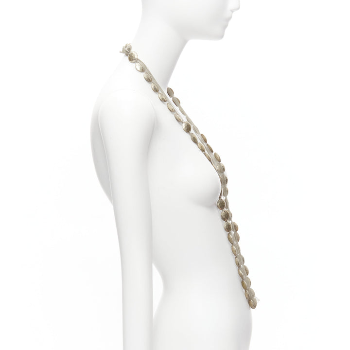 LANVIN ALBER ELBAZ gold hammered coins mesh ribbon embellished long necklace