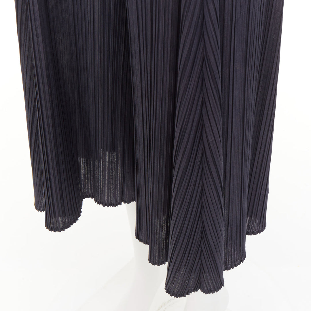 ISSEY MIYAKE Pleats Please black plisse ruched semi-sheer culotte shorts JP2 M