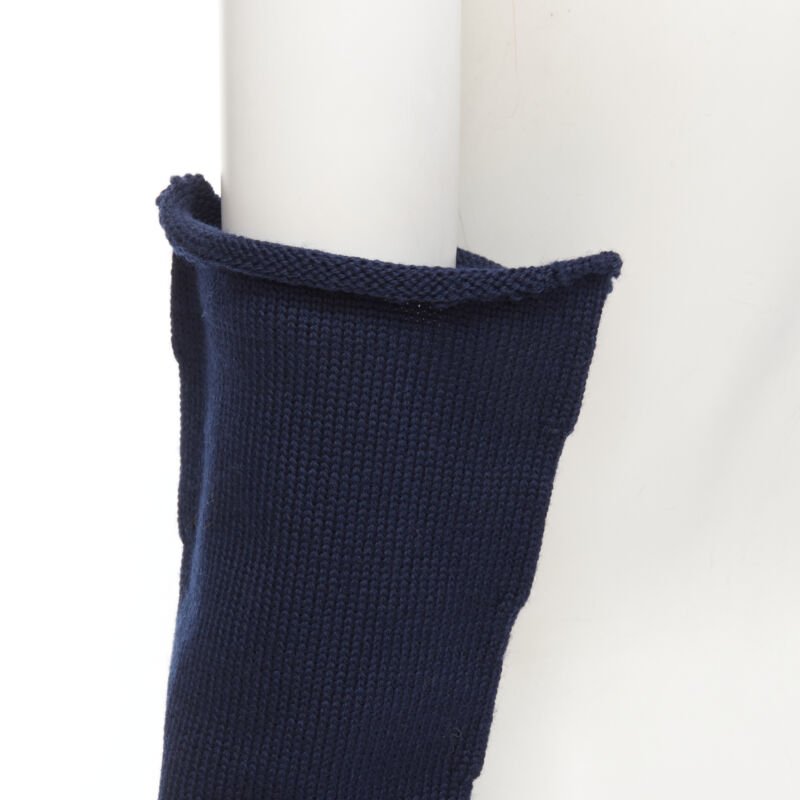 COMME DES GARCONS 1996 Vintage navy blue wool knit full opera gloves rare
