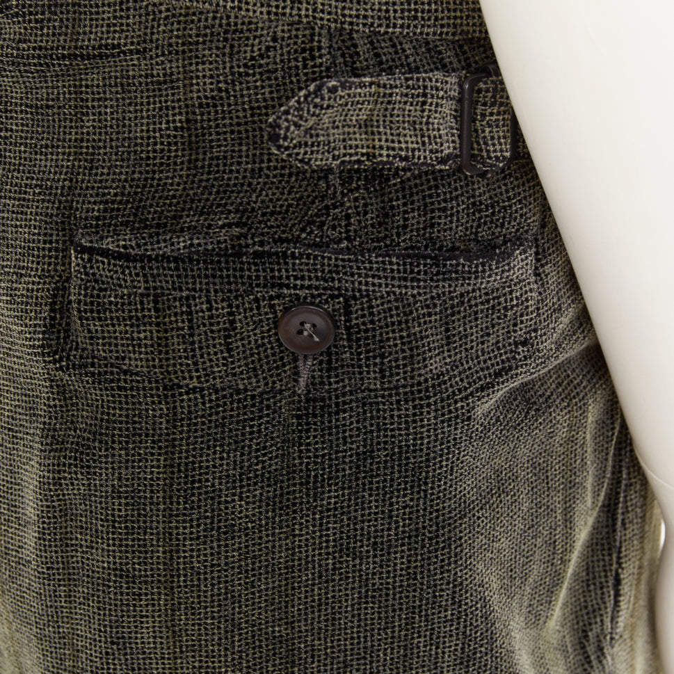 GIORGIO ARMANI green black rayon blend velvet  wide cropped pants IT46 S